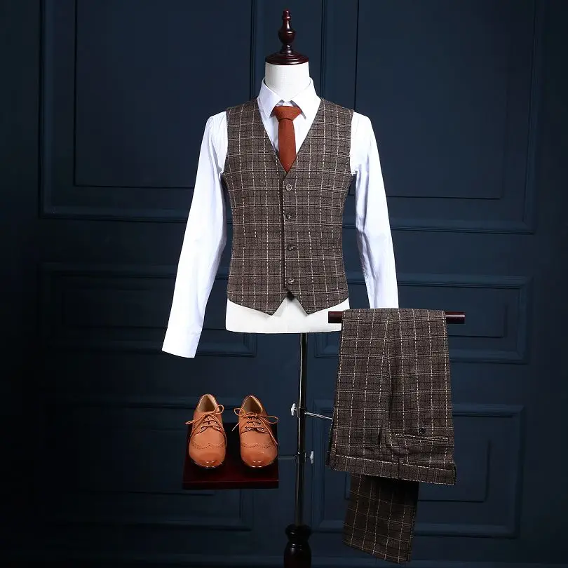 Новое поступление Свадебные деловой костюм Damier проверьте свадебный смокинг на