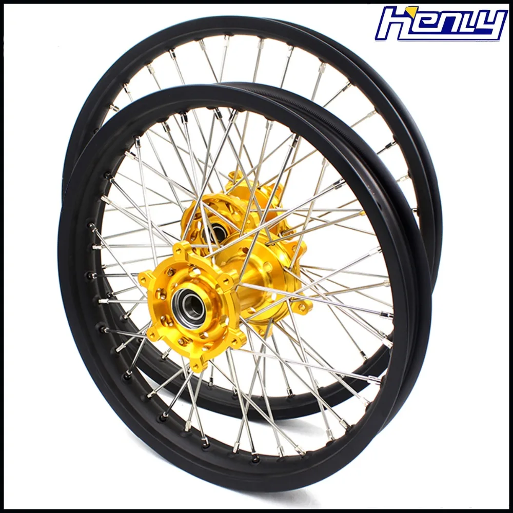 21/19 ЧПУ со спицами MX колеса набор для SUZUKI DRZ400 2000-2004 DRZ400E 2000-07 DRZ400S 2000-18 DRZ400SM 2005-18 золото концентраторы