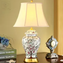 Ограниченное количество китайский стиль ручная роспись керамическая ваза дизайн E27 Dimmiable настольная лампа для кабинета гостиная спальня 1741
