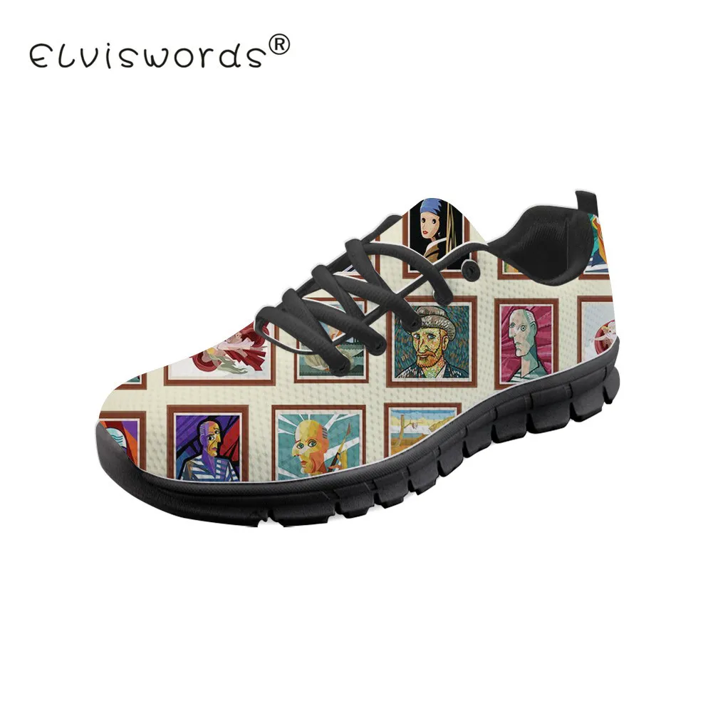 

ELVISWORDS Comfort Women Flats Ultralight Sneaker Black Soles Ladies Summer Casual Shoes Nurse Work Loafers Female Girls Zapatos
