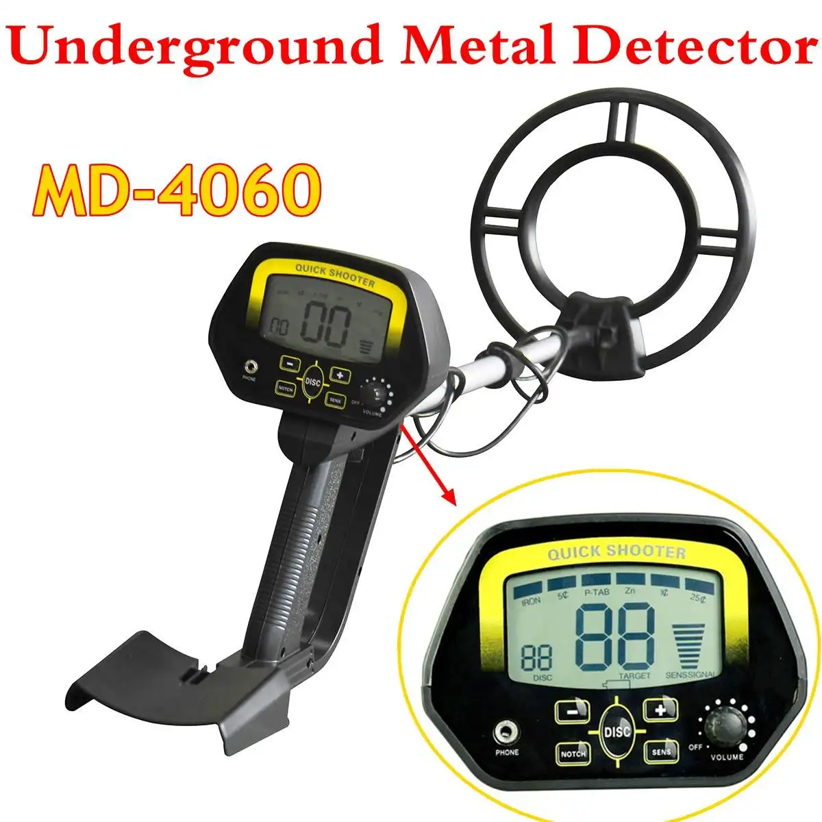 

MD-4060 Underground Metal Detector Portable Light Weight Underground Metal Detector Length Adjustable Gold Detector