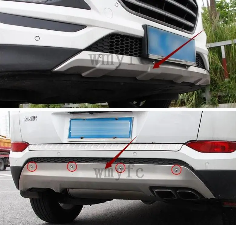 2pcs Stainless Steel Car Front + Rear Bumper Protector Guard Skid Plate