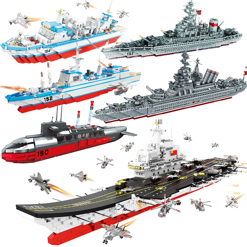 

Military Navy Submarine Compatible Legoed Naval Ship Aircrafted Carrier Warship Battleship Model Building Blocks Bricks kid Toys