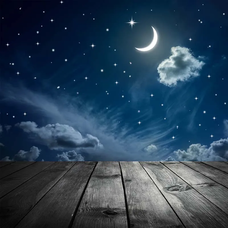 Brillant Nuit Ciel Bleu étoile Lune Mince Vinyle