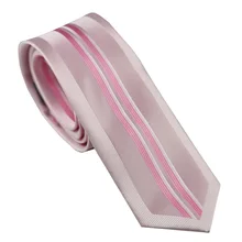 Lammulin Галстуки Для мужчин узкие галстук Дизайн уникальный светло-розовый с розовый/серебристый в Вертикальную Полоску микрофибры галстук мода Slim галстук