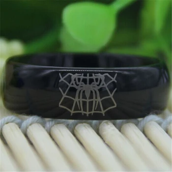 

Free Shipping YGK JEWELRY Hot Sales 8MM Black Domed Spiderman Design Men's Comfort Tungsten Wedding Ring
