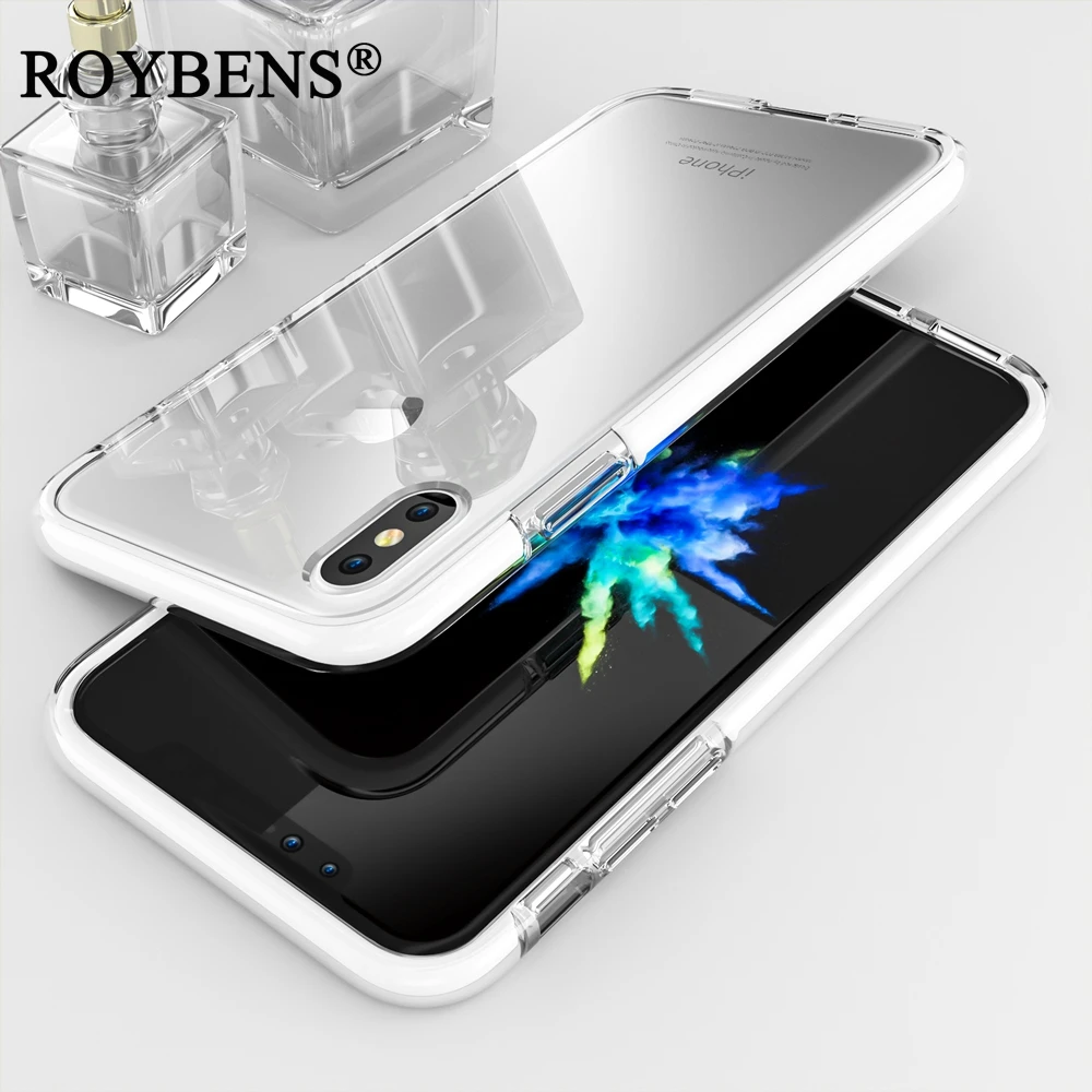 

Roybens Durable High Quality Anti-Knock Cover For iPhone X 10 Case Transparent Silicone Crystal Colorful Frame Case For iPhone X