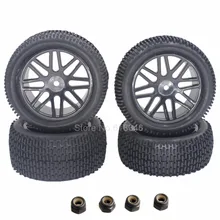 4 Unids RC Neumáticos De Caucho y Plástico Rueda Llantas Hex Hub 12mm Para 1/10 Escala Nitro Off Road Buggy Eléctrico Delantero/Trasero Neumáticos 2wd 4wd
