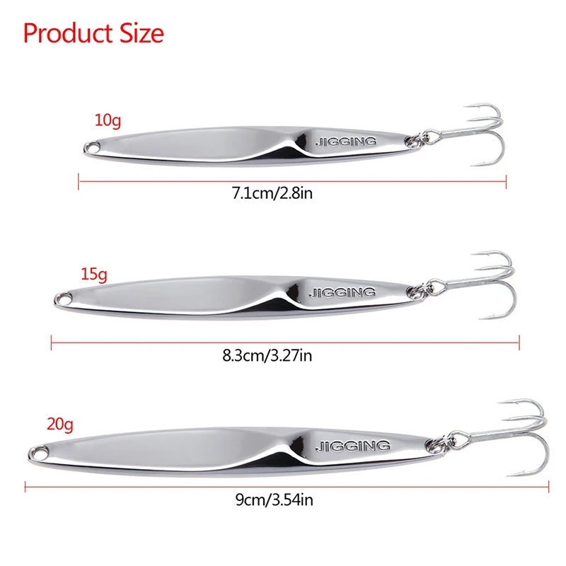 4 Colors Zinc Alloy Hard Fishing Lure Jigging Spear Shape Bait Metal Lures with Treble Hook 10g 15g 20g 25g s