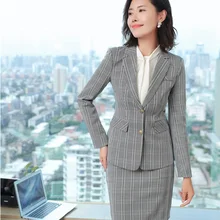 Официальные деловые костюмы с курткой и юбкой Наборы для дам Офисная Рабочая одежда формы конструкции осень и зима блейзеры сетка