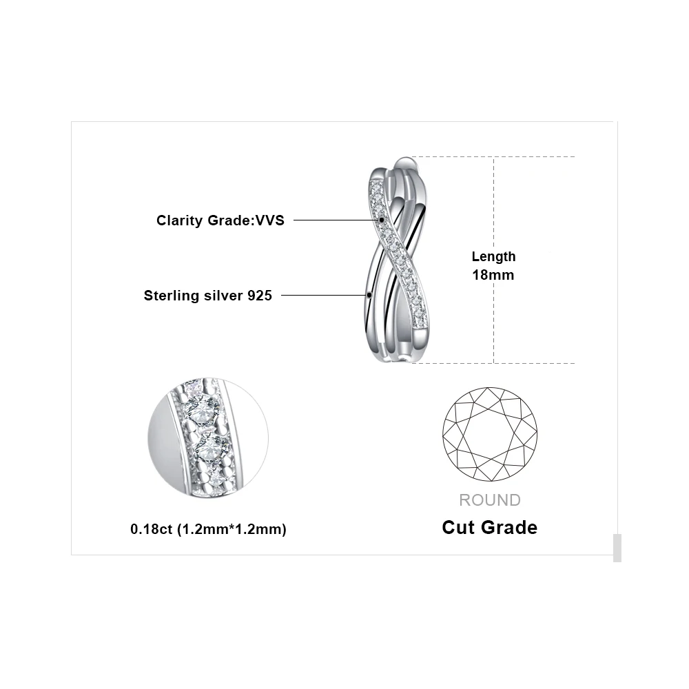 Одежда высшего качества Серьги клип стерлингового серебра 925 Бесконечность ювелирные изделия свадебный подарок для Новинки ; женская обувь