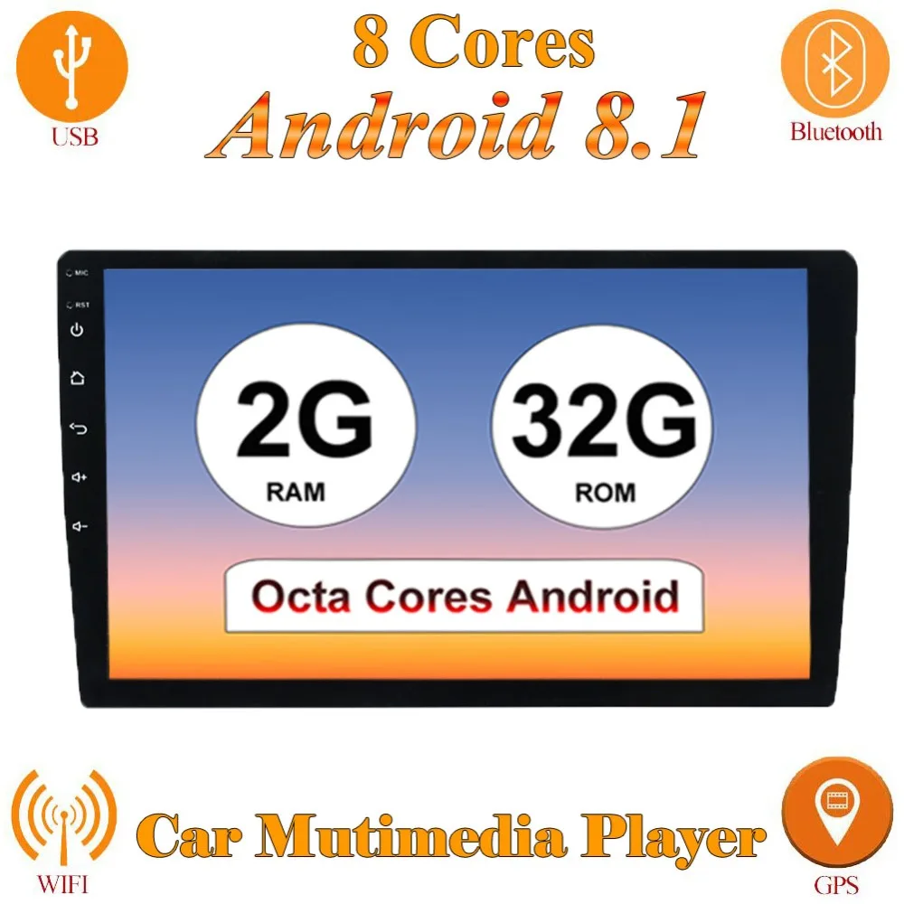 32G 9/10 дюймов Android 8,1 gps-навигация Авторадио мультимедийный DVD плеер Bluetooth WI-FI MirrorLink OBD2 Универсальный 2Din автомобильный радиоприемник