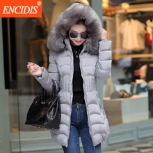 Plus size Women coat Winter 2016 New Fashion Lady Cotton-Padded Jackets Slim Female Clothing Fur collar Parkas Long coats M42