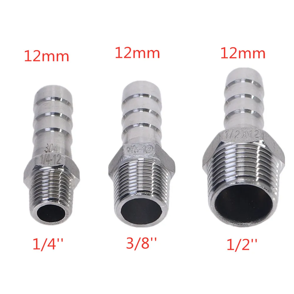 Acero inoxidable 304 BSP rosca macho Conexión de tubería X Barb manguera cola reductor Pagoda Junta conector