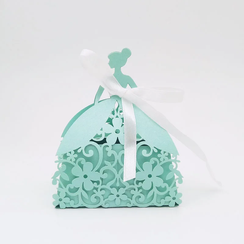 25 шт. невесты лазерная резка благосклонности венчания коробки конфеты коробки принцессы Подарочная коробка для свадьбы и вечерние Baby Shower коробка свадебной Декор - Цвет: tiffany blue