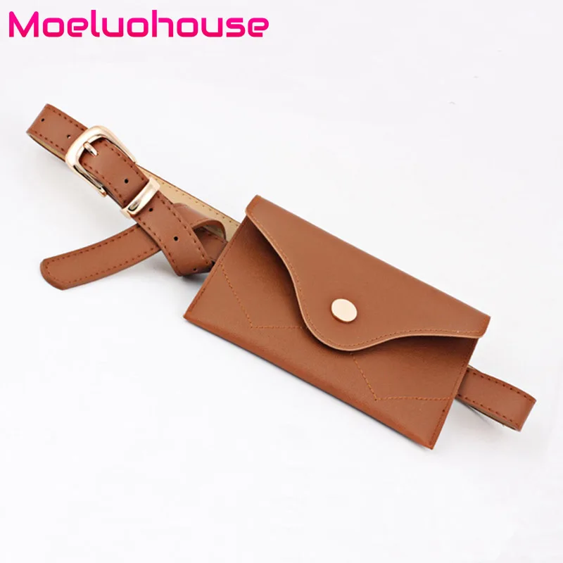 

Moeluohouse Waist Packs Fanny Bust Phone Bag Female Women Adjustment Belt Hasp Solid PU Korean Style Casually Kawaii Cute Gift