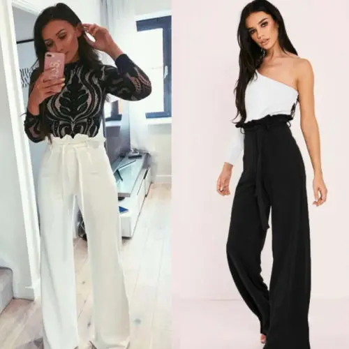 2018 New Women Ladies Trousers Palazzo Wide Leg High Waist