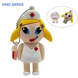 Модель медсестры с героями мультфильмов KING SARAS mew usb2.0, 4 ГБ, 8 ГБ, 16 ГБ, 32 ГБ, 64 ГБ, USB флеш-накопитель, креативный флешка