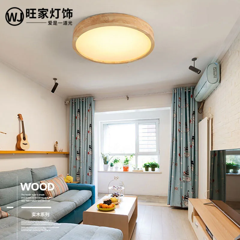 

simple living room ceiling lamp Hotel North Ouyang solid wood circular lamp study bedroom super thin circular lamp