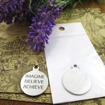 

20pcs--"Imagine believe achieve"stainless steel charms more style for choosing DIY Charms pendants for necklace