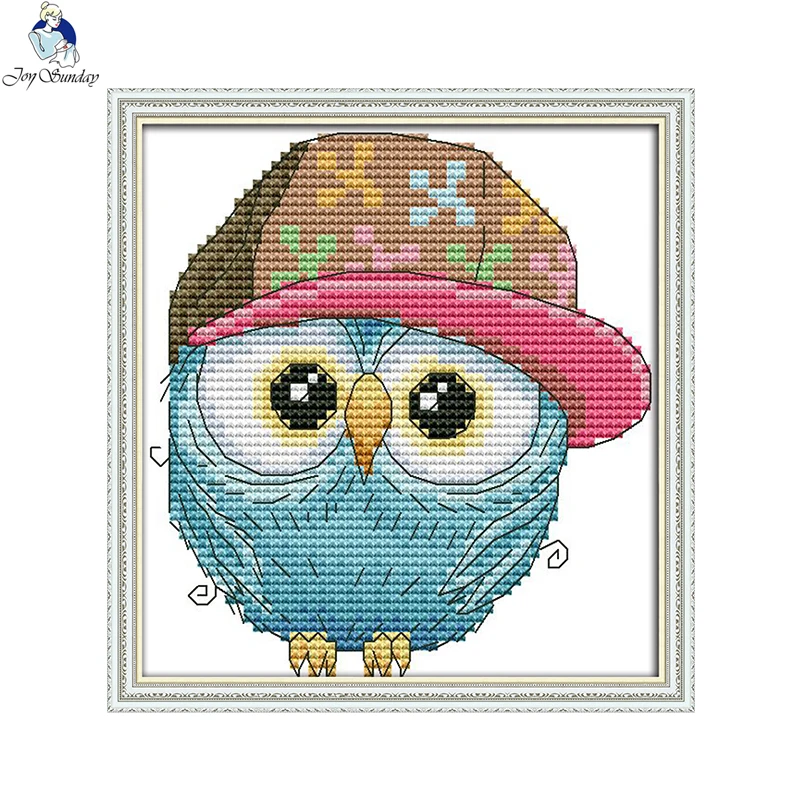 The Owl in a Hat Cross Stitch kits Aida Canvas DMC Needlework Embroidery Cross Stitch DIY