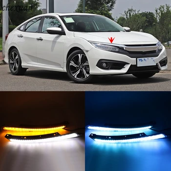 

CSCSNL 1 Set Blink LED Headlight Eyebrow Water Flowing Daytime Running Light DRL Yellow Signal For Honda Civic 2016 2017 2018