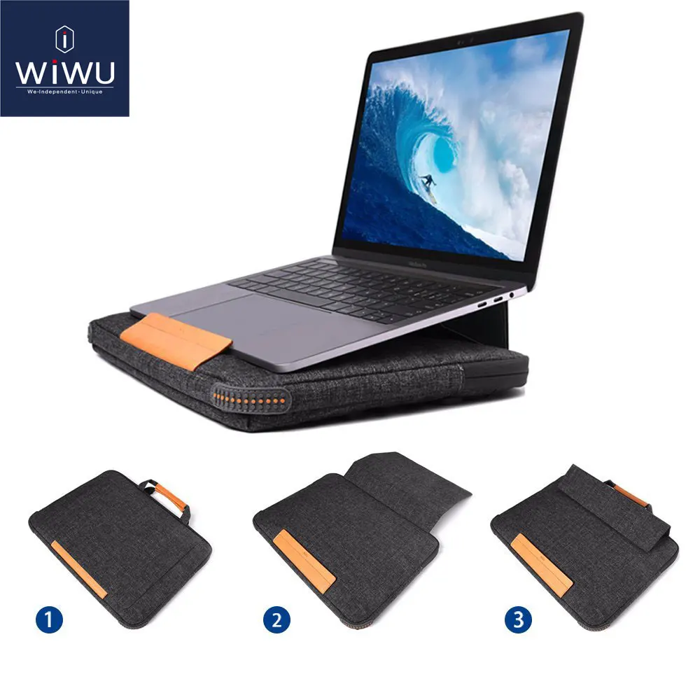 Скидка Новый чехол для ноутбука с подставкой для MacBook Air Pro 13 15 2018, Портативная сумка для ноутбука lenovo, 14 дюймов, несколько карманов, сумка для ноутбук...