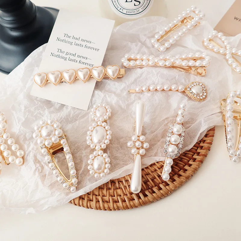 

New Fashion Women Pearl Hair Clip Barrette Beautiful Hairpins Hair Styling Accessories Hair Clip Crystal Elegant Hairpin