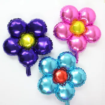 

KAMMIZAD Flower Balloons Portulaca Grandiflora 50pcs/lot Sun Flower Home Decoration Children Birthday Party Alminium Foil Globos