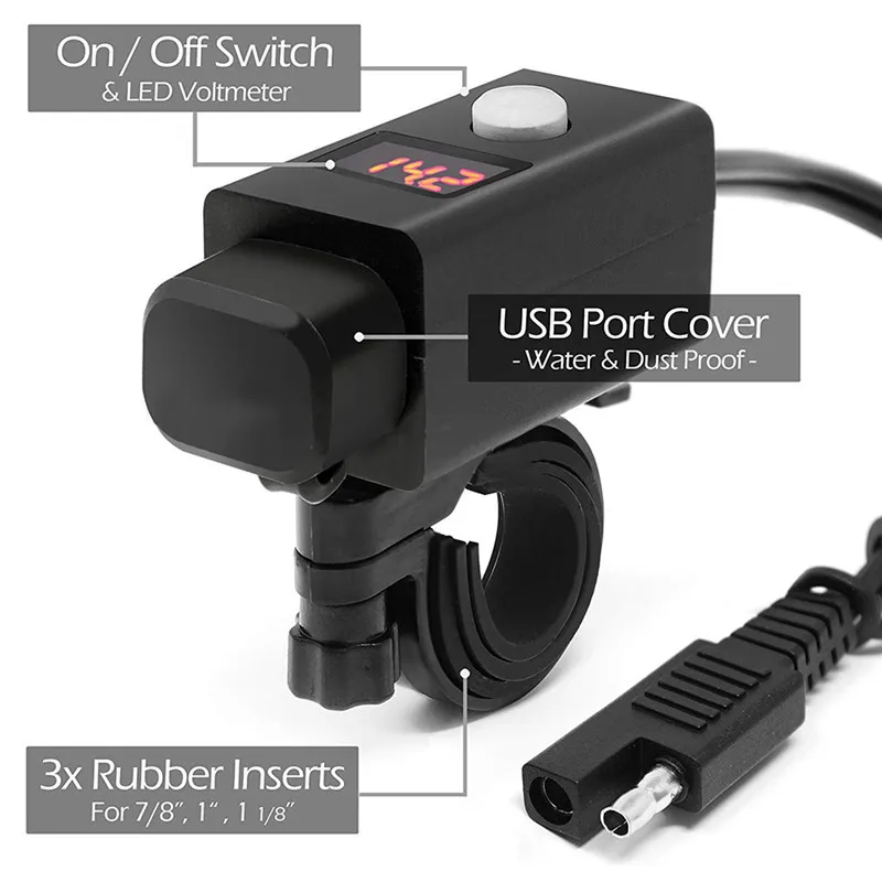 USB мотоцикл прикуриватель розетка водостойкий переключатель 12 В телефон