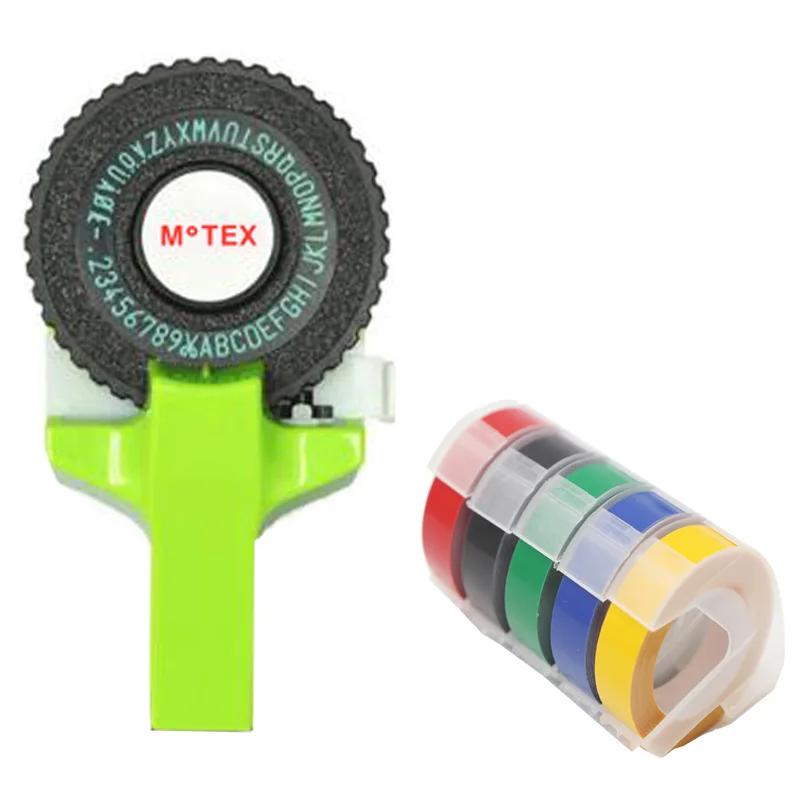

Green Color MoTex E101 Printer Mini DIY Hand compatible for dymo 3D embossing manual Tape Manual Typewriter lettering machine