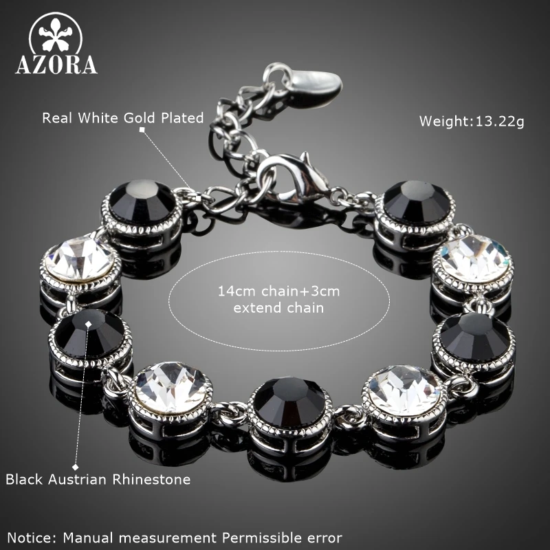 Азора круглый модный браслет из цепочки Шарм проложить параметр черный кристаллы Мода модный браслет из звеньев Jewellery аксессуары TS0176