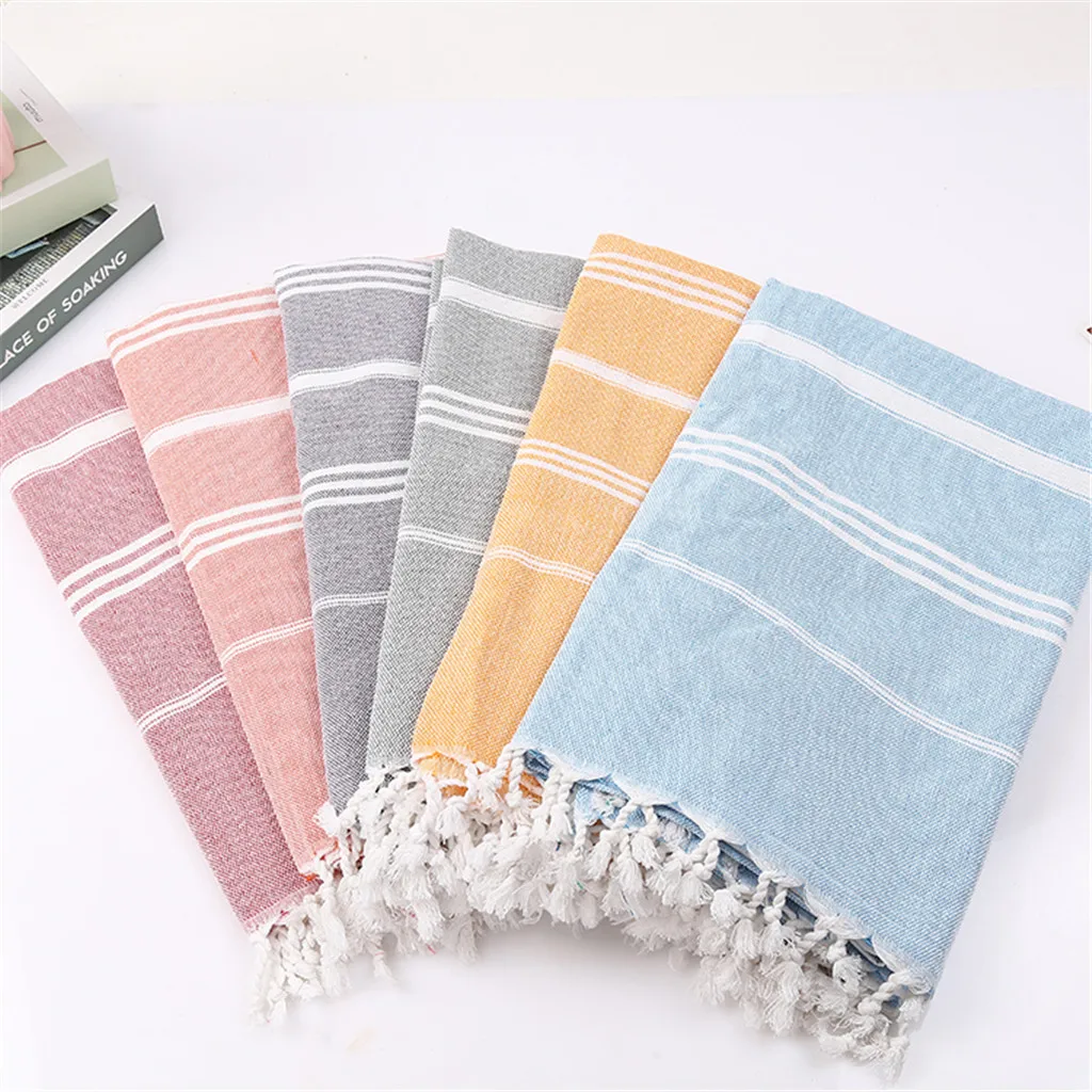 

Tassel Jacquard 100x180cm Towel Turkey Cotton Bath Towel Outdoor Practical Beach Towel Dyeing Home Textiles#G25