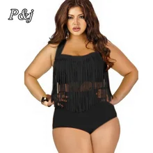 P j 2017 Whole Sale Plus Size Bikini Set Tassel Women Sexy Retro Padded Push Up