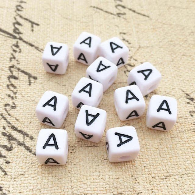 100Pcs Acrylic Letter A Alphabet Silicone Beads Vowel Letter Beads
