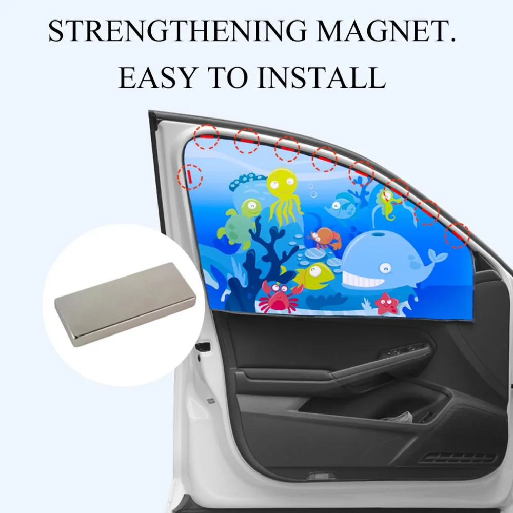 

1PC Magnetic Car Side Window Sunshade Curtains Auto Windows Sun Visor Animal Pattern Blinds Cover Adjustable Sun Shade