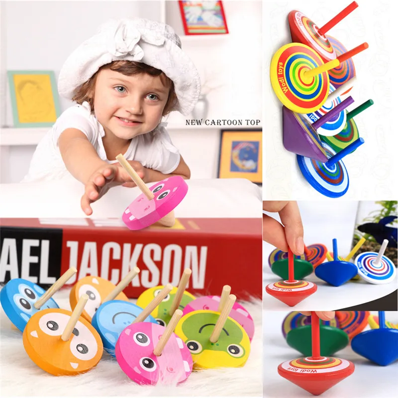 

HIINST 2018 Colorful Funny Handmade Painted Wood Spinning Tops Wooden Educational exercise kids Toys 20#