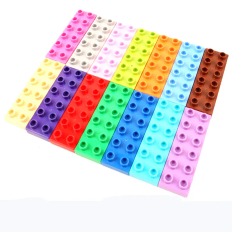 

6pcs/lot 2X6 Thin Bricks Diy Big Size Building Blocks Bulk Accessories Compatible With Duploed Toys For Children Kids Gifts