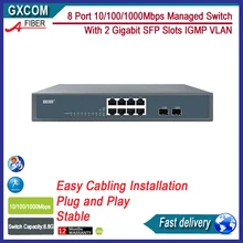 8 портов 10/100/1000 Мбит/с управляемый коммутатор с 2 гигабитный SFP слотами 8 управляемый коммутатор IGMP VLAN