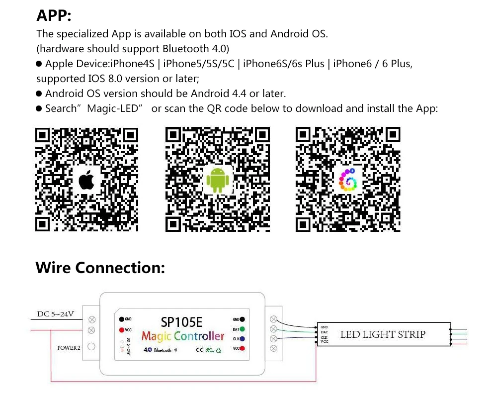 SP105E SP108E волшебный контроллер Bluetooth 4,0 DC5-24V 2048 пикселей для WS2811 2812 2801 6803 IC Светодиодная лента Поддержка IOS/Android APP