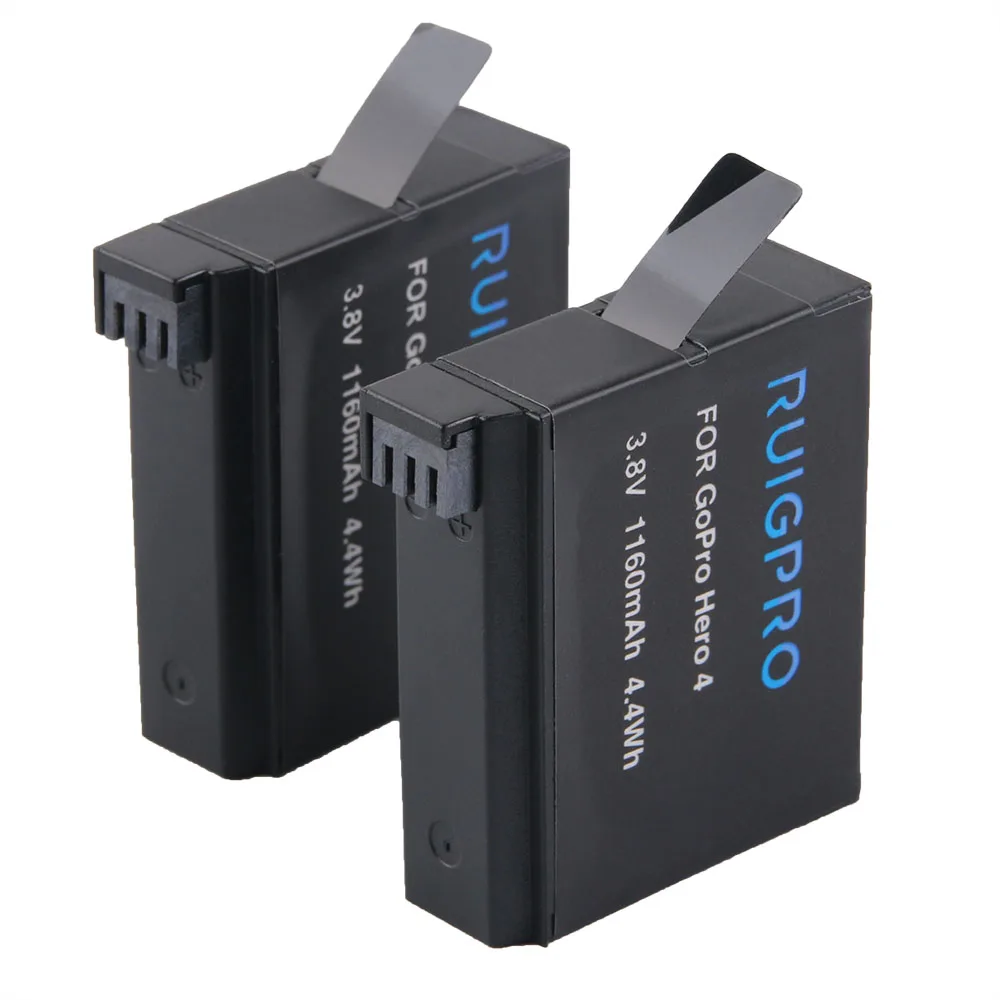 4 шт RuigPro AHDBT-401+ lcd USB двойное зарядное устройство для Gopro Hero 4 батареи Go Pro Hero4 bateria AHDBT401 аксессуары для экшн-камеры