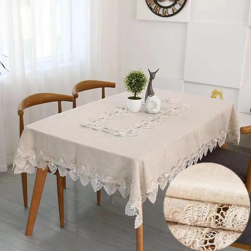 Простой цвет хлопок белье сращивания Embroiderey Кружевной Край домашняя скатерть декоративные Multi-function декоративные покрытия