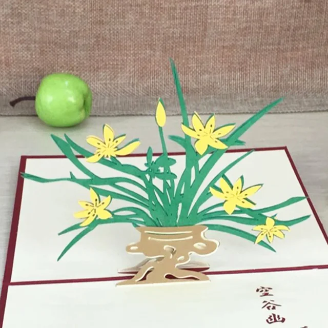 Us 227 43 Off1pcs Flower Pop Up Diy 3d Greeting Card With Envelope Post Card Handmade Christmas Thanksgiving Birthday Souvenirs Festival Gift In