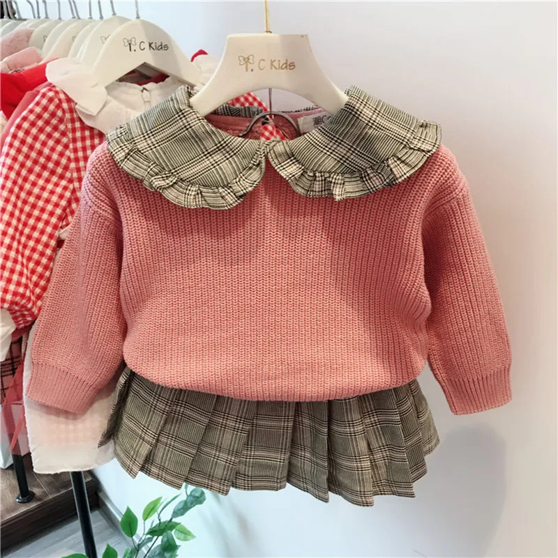 

Kids autumn clothes sweater +skirt 2pcs girls set christmas outfits suitable for baby 73-110CM