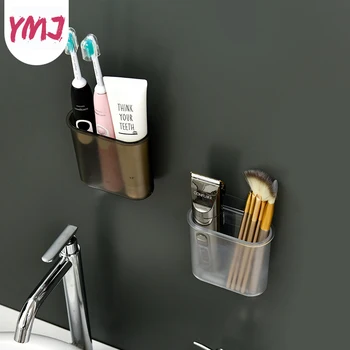 

Wall-mounted Bathroom Storage Box Toothbrush Toothpaste Holders Transparent Cosmetic Storage Box Washing Table Free Punching
