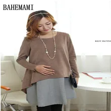 BAHEMAMI 4XL Elegant Plaid Cotton Maternity Dress Autumn Winter Fashion Patchwork Clothes for Pregnant Women Pregnancy