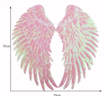 Розовые крылья ангела кружева патч аппликация Швейные железные на блесток патчи для одежды наклейки джинсы ткань патч швейные принадлежности - Цвет: light pink