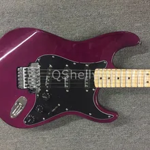 Высокое качество QShelly пользовательские хром Флойд Роза зубчатый клен гриф черный пикап ST электрогитара музыкальный инструмент магазин