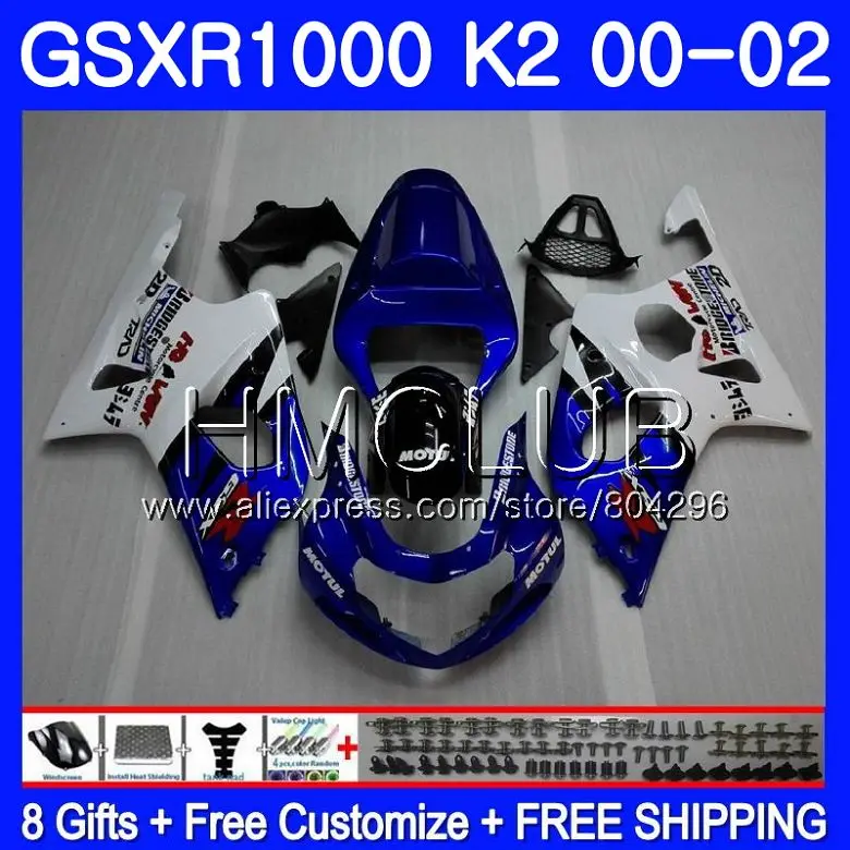Средства ухода за кожей для SUZUKI GSXR 1000 GSX-R1000 GSXR1000 00 01 02 31HM. 0 GSXR-1000 00 01 02 K2 GSX R1000 2000 2001 2002 обтекатель синий белый