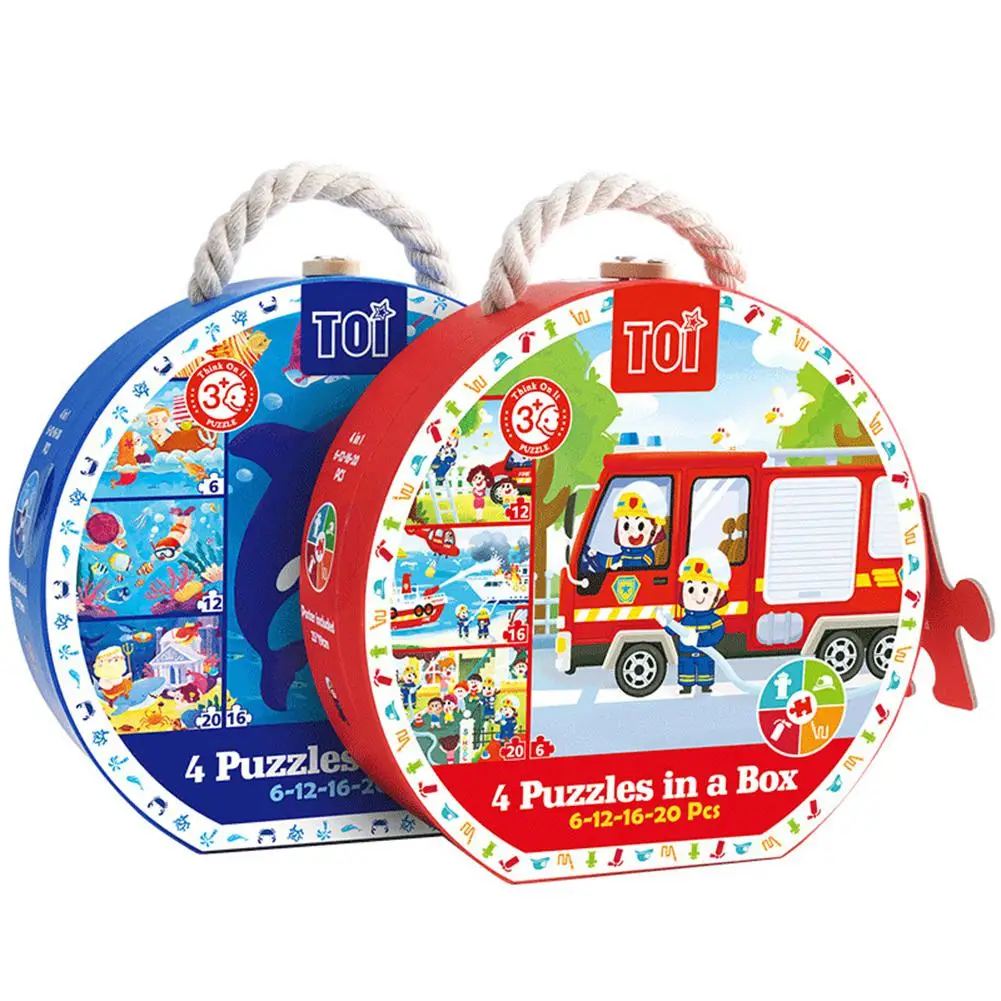 

LeadingStar 4-IN-1-Box Life Picture Puzzle Jigsaw Toys Paper Board Puzzle Jigsaw Early Education Puzzle Baby Toddler toys